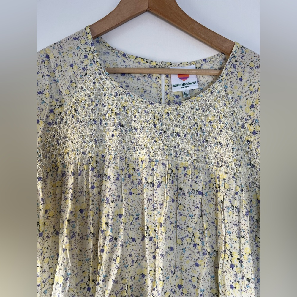 Hester & Orchard Ditsy Floral Short Sleeve Blouse Top Cottagecore Prairie Chic - Picture 2 of 9